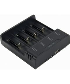 Bateriju lādētājs Gembird USB 4-slot Ni-MH + Li-ion Fast Battery Charger Black