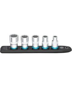 Hazet SmartRail 1/2 socket set double hexagon, 5 pieces (black, SW 10 - SW 22, short)