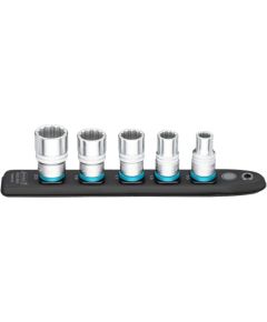 Hazet SmartRail 1/2 socket set double hexagon, 5 pieces (black, SW 10 - SW 22, short)