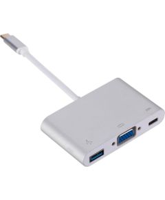 Roger Multimedia Adapter Type-C uz VGA + USB / USB-C Adapteris Sudraba