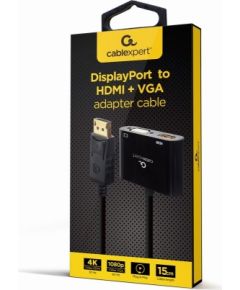 Gembird A-DPM-HDMIFVGAF-01 DisplayPort male to HDMI female + VGA female adapter cable, black