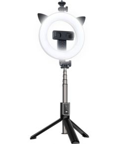 RoGer V3 Универсальная палка для селфи с трехцветной светодиодной лампой / штатив / пульт дистанционного управления Bluetooth