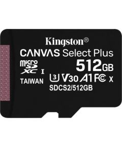 Kingston Canvas Select Plus MicroSD 512 GB Class 10 UHS-I/U3 A1 V30 (SDCS2/512GBSP)