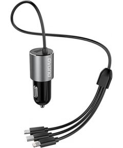 Dudao R5Pro 1x USB, 3.4A car charger + 3in1 USB-C / Micro USB / Lightning cable (gray)