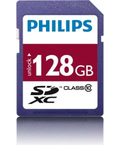 Philips 128 GB SDXC, memory card purple, Class 10, UHS-I (U1))