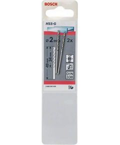 Bosch metal drill HSS-G, DIN 338, O 2mm (working length 24mm, 2 pieces)