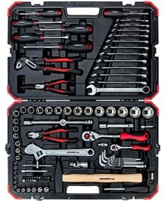 Gedore Red tool and socket set 1/4 "+ 1/2", 100-piece, tool set (red / black, with Shift-creaking, SW 4mm - 32mm)