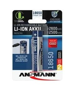Ansmann Li-Ion battery 18650 2600 mAh with micro USB charging socket (18650, 1 piece)