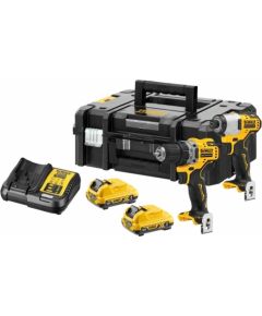 Instrumentu komplekts DeWalt DCK2110L2T-QW (DCD701 + DCF801); 12 V; 2x3,0 Ah akum.