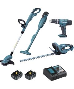Instrumentu komplekts Makita DLX4093 (DUH523 + DUR181Z + DHP453Z + DCL180Z); 18 V; 2x3,0 Ah akum.