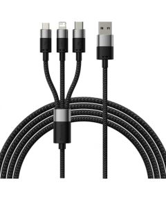 3in1 USB cable Baseus StarSpeed Series, USB-C + Micro + Lightning 3,5A, 1.2m (Black)