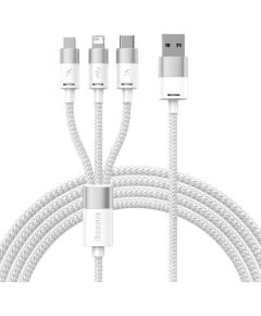 3in1 USB cable Baseus StarSpeed Series, USB-C + Micro + Lightning 3,5A, 1.2m (White)