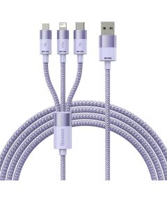 3in1 USB cable Baseus StarSpeed Series, USB-C + Micro + Lightning 3,5A, 1.2m (Purple)