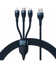 3in1 USB cable Baseus USB 3in1 Baseus Flash Series,  USB-C + Micro + Lightning 66W, 1.2m (blue)