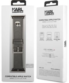 KLAWLOKHG Karl Lagerfeld Karl Head PU Watch Strap for Apple Watch 42/44mm Silver