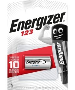 Energizer CR123 BLISTERA IEPAKOJUMĀ 1GB.