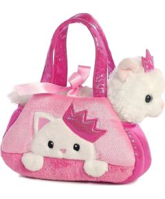 AURORA Fancy Pals Plīša kaķu princese rozā somā, 20 cm