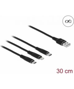 DELOCK USB Charging Cable 3 in 1 for Lightning / Micro USB / USB Type-C 30cm