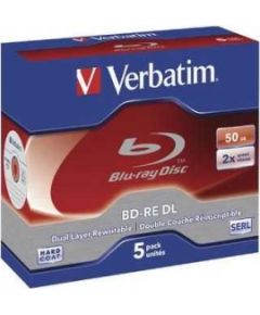 VERBATIM 5x BD-RE Dual Layer 50GB 2x Jewel Case white blue surface