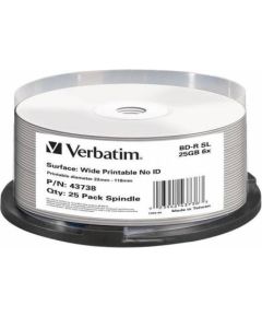 VERBATIM inkjet printable BD-R 25GB 6x 25-pack cakebox white surface