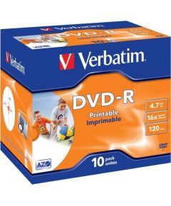 VERBATIM DVD-R 120 min. / 4.7GB 10-pack jewelcase DataLife Plus InkJet Printable White Photo Surface