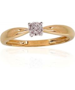 Золотое кольцо #1100187(Au-Y+PRh-W)_DI, Желтое Золото 585°, родий (покрытие), Бриллианты (0,024Ct), Размер: 16.5, 1.5 гр.
