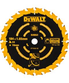 Griešanas disks kokam DeWalt Extreme; 184x1,65x16,0 mm; Z24; 5°