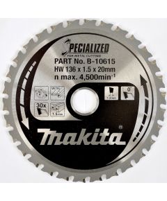 Griešanas disks metālam Makita; 136x1,5x20,0 mm; Z30; 0°