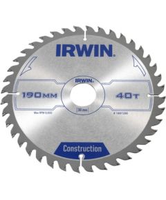 Griešanas disks kokam Irwin; 190x2,5x30,0 mm; Z40