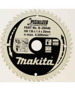 Griešanas disks laminātam Makita; 136x1,4x20,0 mm; Z48; 10°
