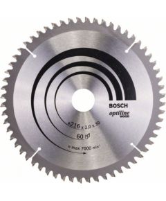 Griešanas disks kokam Bosch OPTILINE WOOD; 216x2x30,0 mm; Z60; -5°