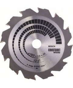 Griešanas disks kokam Bosch CONSTRUCT WOOD; 160x2,6x20,0 mm; Z12; 12°