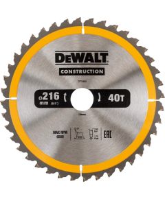 Griešanas disks kokam DeWalt; 216x2,6x30,0 mm; Z40; -5°