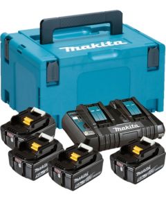 Piederumu komplekts Makita Powerpack; 18V; 4x5,0 Ah + DC18RD paredzēts 18 V instrumentiem