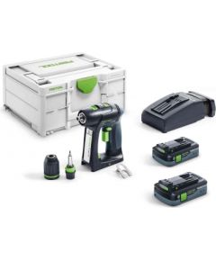 Urbjmašīna-skrūvgriezis Festool C 18 HPC 4,0 I-Plus; 18 V; 2x4,0 Ah akum.