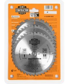 Griešanas disks kokam CMT Contractor; 160x2,2/1,4x20 mm; Z24/Z40/Z40; 15°; 3 gab.