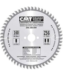 Griešanas disks alumīnijam CMT 296; 165x2,2x20; Z56; -6°