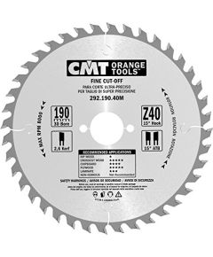 Griešanas disks kokam CMT 292; 190x2,6x30; Z40; 15°