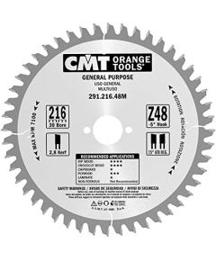 Griešanas disks kokam CMT 291; 216x2,8x30; Z48; -5°