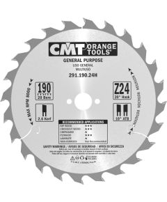 Griešanas disks kokam CMT 291; 190x2.6x20; Z24; 20°