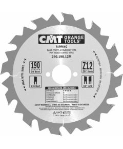 Griešanas disks kokam CMT 290; 190x2.6x30; Z12; 20°