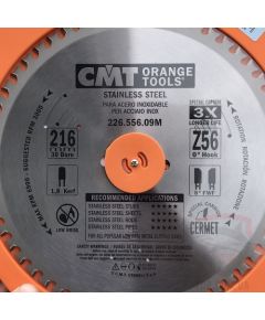 Griešanas disks metālam CMT 226; 216x1.8x30; Z56; 10°
