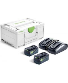 Piederumu komplekts Festool SYS 18V 2x5,0/TCL 6 DUO; 18 V; 2x5,0 Ah akum.