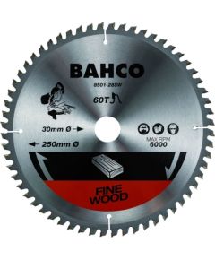 Griešanas disks kokam Bahco 8501-260-60SW; 260x30 mm; 60T; 0° Zāģripas