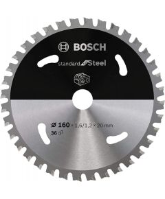 Griešanas disks metālam Bosch Standard for Steel; 160x20 mm; Z36; 6°