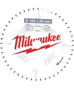 Griešanas disks kokam Milwaukee 4932471295; 165x20x2,2 mm; Z48; 5°