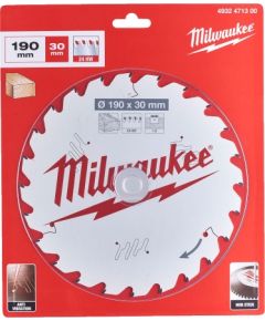 Griešanas disks kokam Milwaukee 4932471300; 190x30x1,6 mm; Z24; 15°