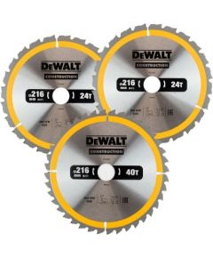 Griešanas disks kokam DeWalt DT1962; 216 mm; 2x24T; 1x40T; 3 gab.