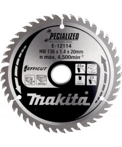 Griešanas disks Makita E-12114; 136x1,4x20 mm; Z45; 23°