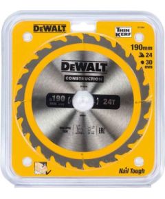 Griešanas disks kokam DeWalt Construction; 190x30 mm; Z24